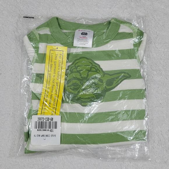 Hanna Andersson Star Wars Green Striped Yoda Long John Pajamas - Picture 1 of 7
